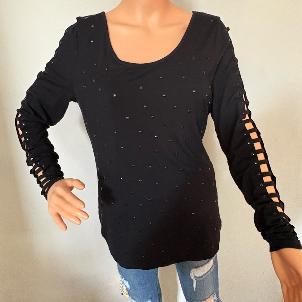 Tricotto Long Sleeve Embellished Top. Size Large